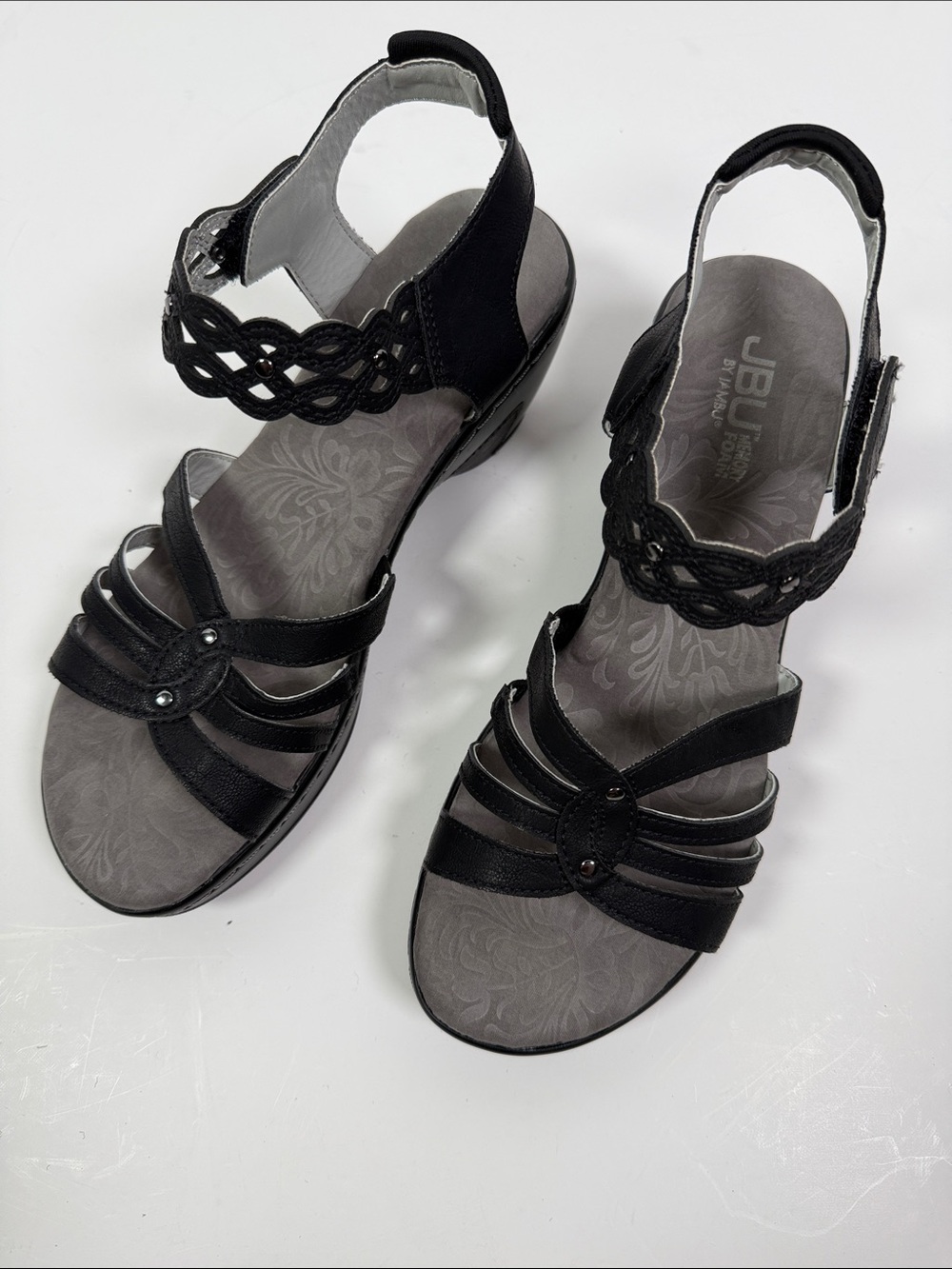 NWT JBU by Jambu Mila Sandals Black Braided Ankle Strap Women's 8 Vegan Sexy